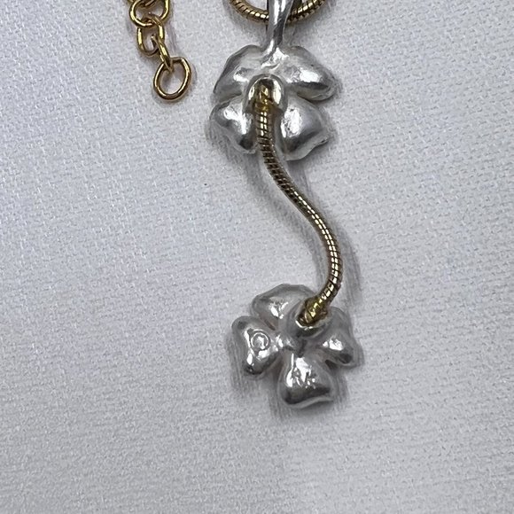 Anne Klein Gold & Silver Toned 16” Chain Necklace w/ Dogwood Flower Drop Pendant - Picture 5 of 5